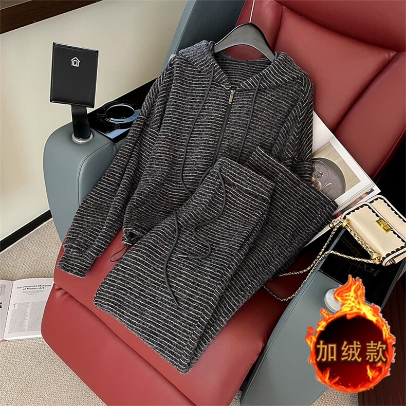 秋冬新款宽松显瘦运动卫衣阔腿裤套装，女装套装/套裙，江南