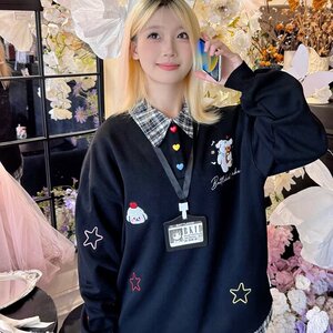可爱小狗刺绣假两件polo衫长袖t恤2025新款秋季设计感小众上衣