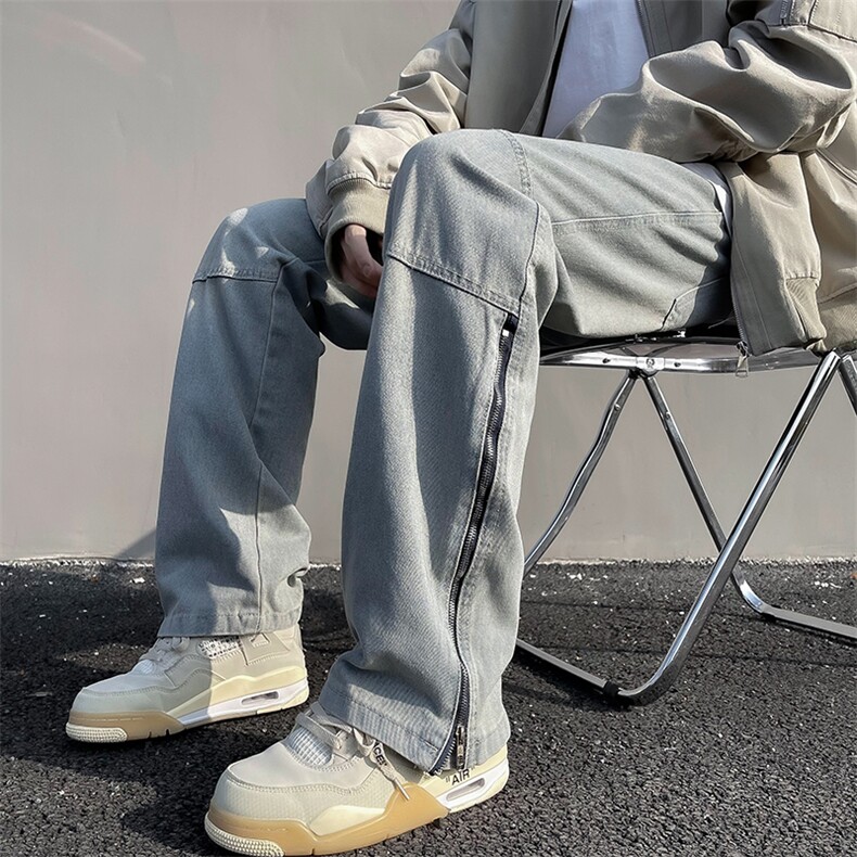 美式高街vibe风直筒长裤欧美痞帅男hiphop复古水洗牛仔裤N32-P55，男装牛仔裤，星座308B-1