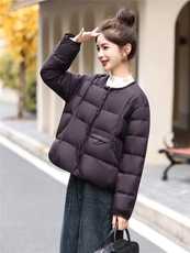 高蓬品质90白鸭绒圆领茧型面包服冬季短外套2025韩版新品小个子女，女装羽绒服，意芙