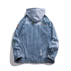 JK3014-p85M-5X白底ins牛仔夹克绣花破洞大码男日系CITYBOY，男装夹克，星座103A