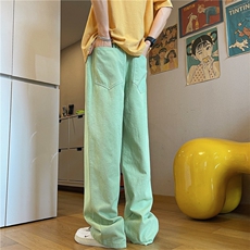 24年春夏季水洗高街vibe直筒宽松阔腿五色牛仔裤NZ2310-P55控78，男装牛仔裤，星座1002-1