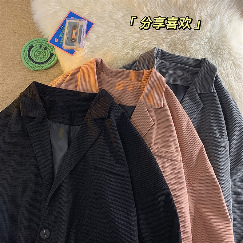 现货纯色宽松小西装男生西服KD401-P55图片