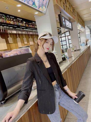 现货夏季新款棉麻修身薄西服，女装，韩衫衣社