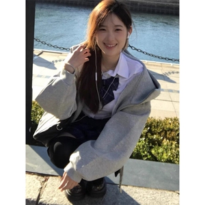 重磅硬挺纯色连帽卫衣男秋季潮牌拼接cleanfit宽松痞帅内搭打底衫图片