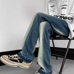 美式vibe风裤子高街潮牌水洗渐变复古牛仔裤男直筒长裤N6440-P45图片