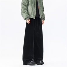 8XL-M加绒美拉德宽松金丝绒阔腿裤垂感拖地裤K993P55加绒65控78，男装卫衣，电商D206-1