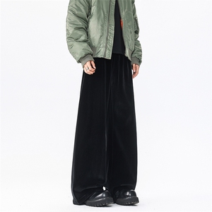 8XL-M 加绒美拉德宽松金丝绒阔腿裤垂感拖地裤K993P55加绒65控78图片