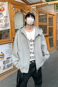 秋季拉链开衫卫衣男女宽松情侣休闲外套连帽款W4692-特价P63图片