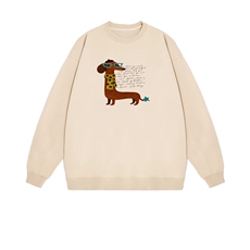 2025年秋季套头长袖时尚百搭通勤简约休闲带眼镜的腊肠狗，女装卫衣/绒衫，花可