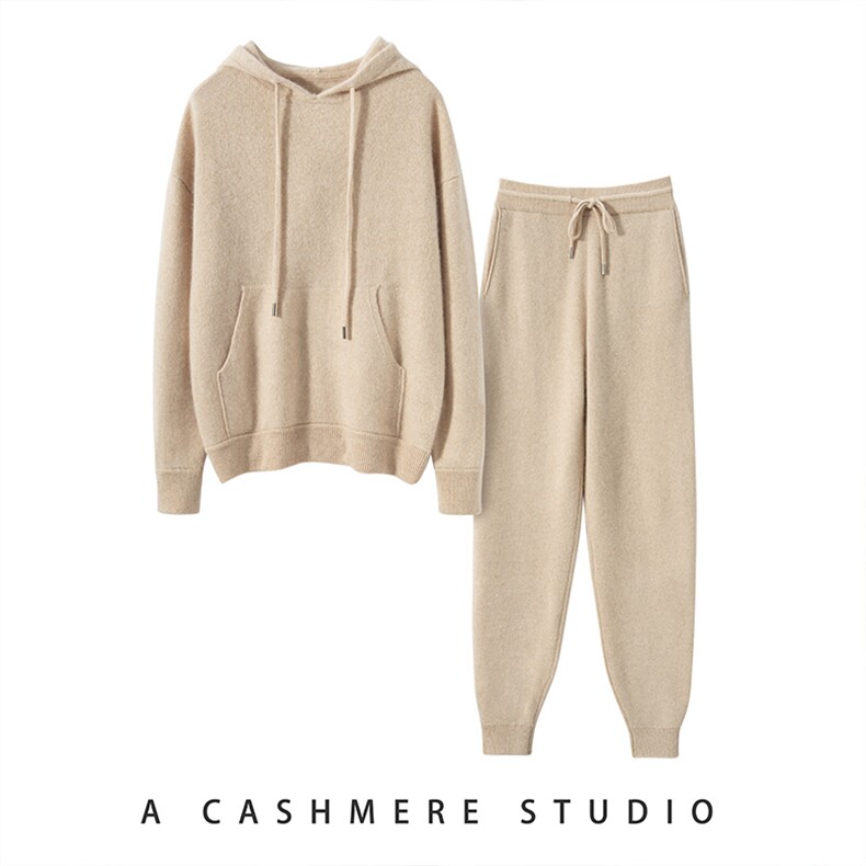 2025年秋季长裤套头长袖连帽两件套帽衫套装时尚百搭，女装套装/套裙，珍丝贝尔