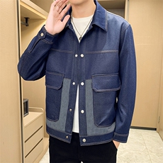秋冬2023轻熟抖音小伙休闲牛仔拼色夹克店主风A236-JK5028-P130，男装夹克，电商A236