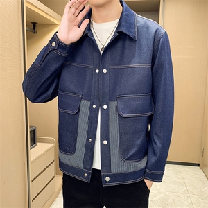 秋冬2023轻熟抖音小伙休闲牛仔拼色夹克店主风A236-JK5028-P130图片