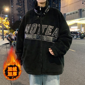 冬季新款港风PU皮贴布绣加绒加厚棉衣外套6615-P100图片