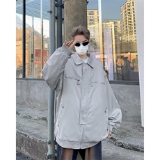 金属拉链装饰夹克小牛津双层上衣外套黑色灰色绿色M-3XLJW71，男装夹克，星座1116A-1（原606A）