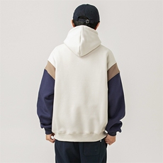 2026冬季新款男日系潮牌拼色宽松加绒加厚连帽卫衣WY560-F93，男装卫衣，电商A101（原外27）