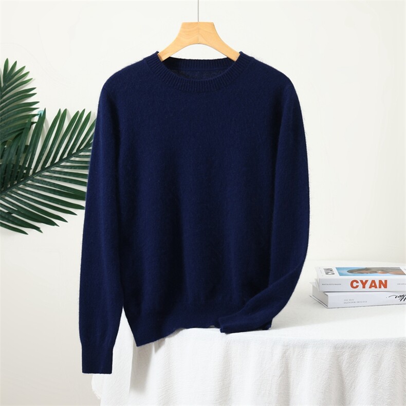 圆领兔绒女衫纯色长袖毛衣羊毛针织衫，女装羊毛衫，枫宸羊绒
