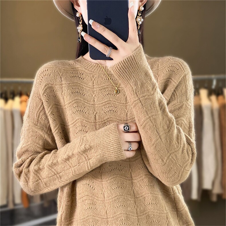 时尚百搭羊毛针织衫 修身显瘦V领毛衣 优雅气质女装外套图片