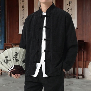 男士外套灯芯绒夹克盘扣立领唐装风 XZ1512-2501单夹克-P70图片