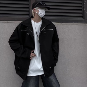 美式复古拉链机能风工装外套男潮牌高街宽松百搭夹克女JS241-P70图片