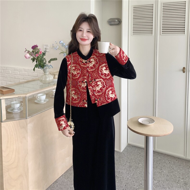 现货春季时尚风红色套装2C098-9095P165K248，女装连衣裙，2C098