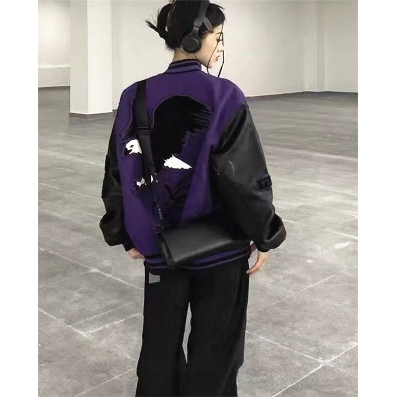 美式字母刺绣拼色棒球服外套男女宽松秋季新款高街夹克J1009,男装夹克,星座1116A（原606A-3）