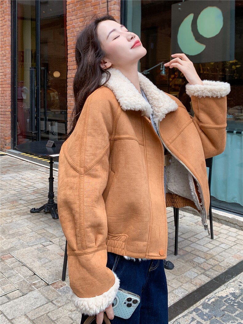 现货主推2025冬季新款宽松显瘦皮毛一体毛毛外套女1517-P210K298,女装棉衣/棉服,莘蕾