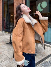 现货主推2025冬季新款宽松显瘦皮毛一体毛毛外套女1517-P210K298，女装棉衣/棉服，莘蕾