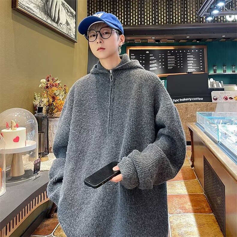 针织衫男韩版潮流连帽冬季保暖高街帅气2025新款ins毛衣MZ232-P50,男装针织衫/毛衣,星座412-2