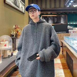 针织衫男韩版潮流连帽冬季保暖高街帅气2025新款ins毛衣MZ232-P50图片
