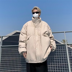 PU皮冬季立领皮羽绒服外套男休闲潮牌日系复古港风免洗袄MY163，男装羽绒服，星座1116A-1（原606A）