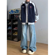 美式复古运动风夹克男士秋季绣花情侣款休闲立领开衫外套W003，男装夹克，星座1116A（原606A-3）