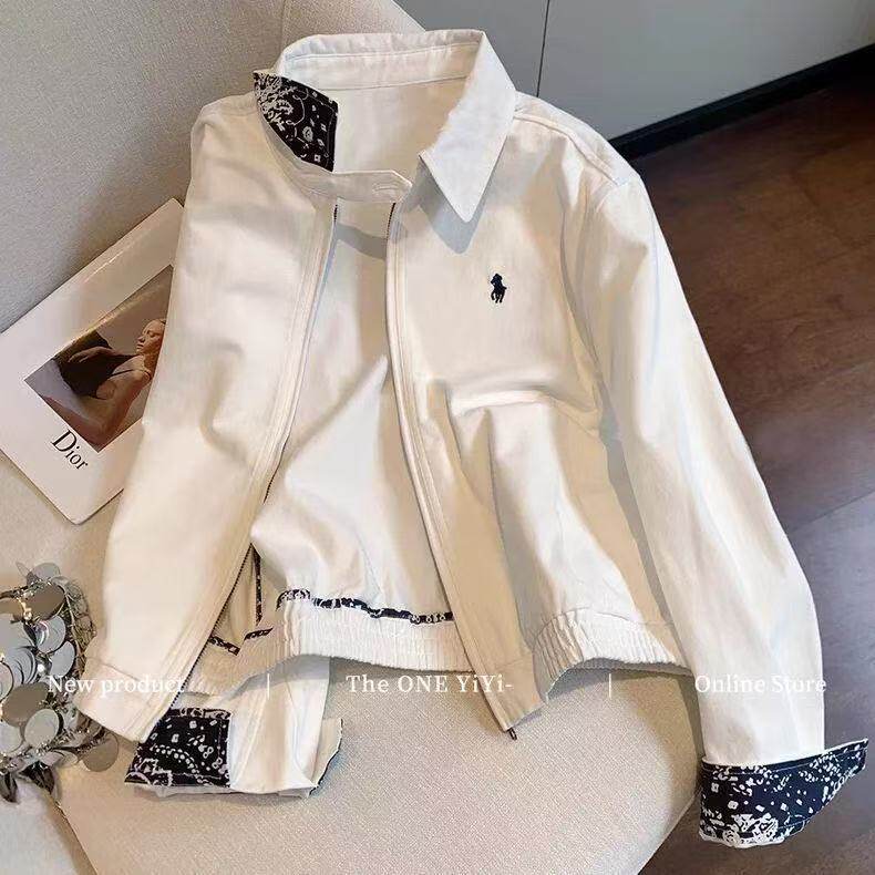 26春款老钱风小马刺绣polo领牛仔外套休闲气质夹克上衣JKK38P70，男装工装外套，电商D256-1(原A064-1)