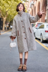 水衣源2701款中长款毛呢大衣加棉加厚外套女，女装毛呢外套，水衣源