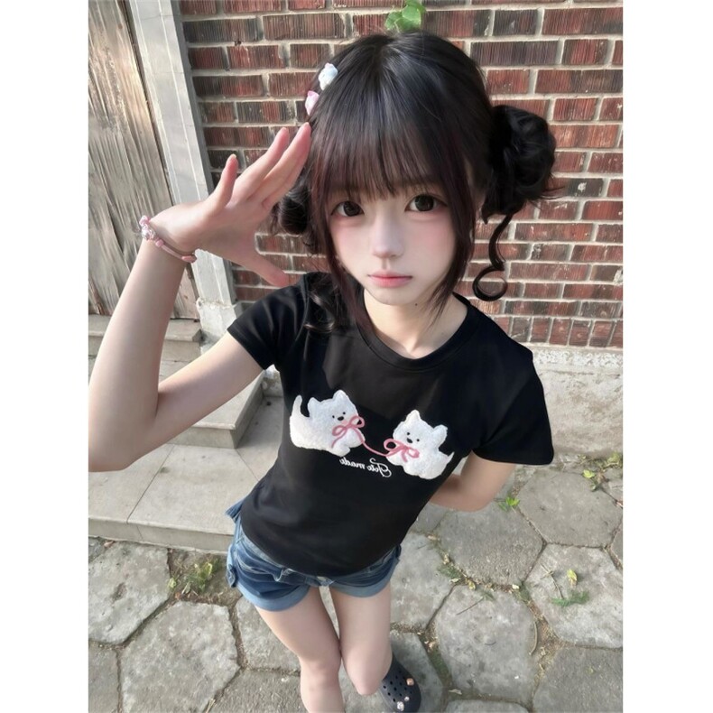 H0940-P35刺绣款正肩修身显瘦短袖T恤,女装T恤,星座617A-2