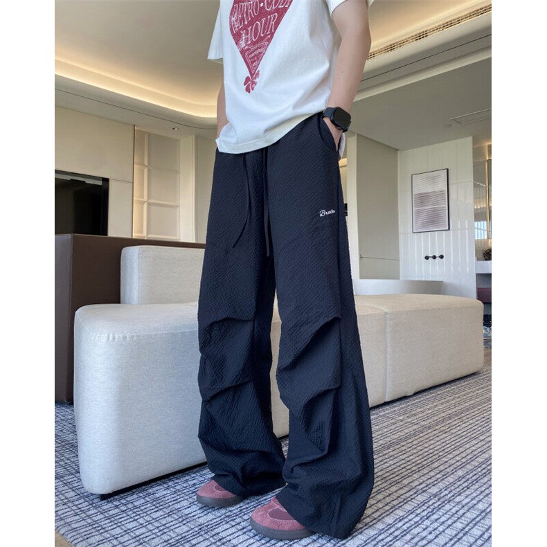 2026夏季新款多巴胺泡泡格冰丝宽松休闲裤B315-K25596-特p30控58,男装休闲裤,电商B315