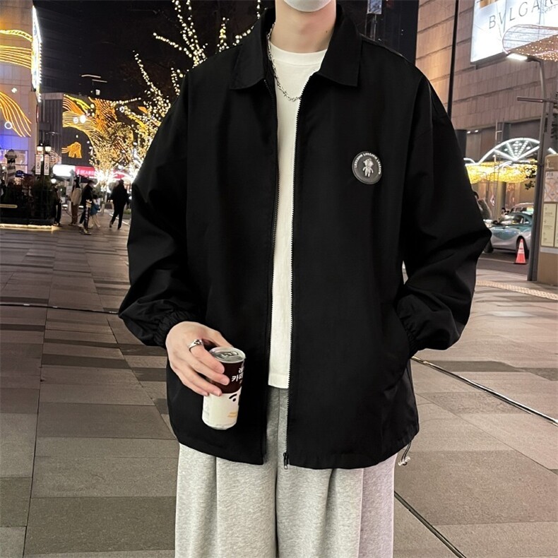 新款春秋复古杏色工装短外套街头情侣休闲夹克棒球服-Y669-p52图片