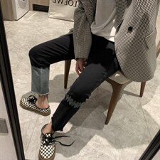 渐变九分牛仔裤，女装牛仔裤，XTZ style