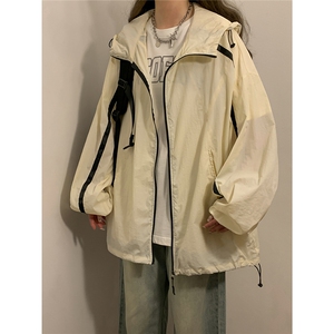 中性风黄灯连帽滚边设计防晒衣女潮牌防晒服男FS77005P45控68图片