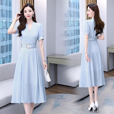 undefined中腰甜美2023年夏季气质优雅提花洋气连衣裙，女装连衣裙，时尚俏佳人