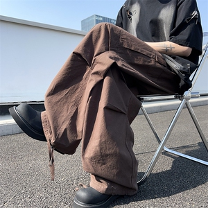 得物品质夏款男纯棉休闲裤工装大口袋直筒宽松休闲长裤F03 P65图片