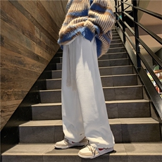 冬季加绒加厚直筒宽松阔腿抽绳束脚运动裤灯芯绒裤子K0467-P40，男装休闲裤，星座308B-1