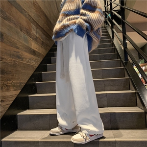 冬季加绒加厚直筒宽松阔腿抽绳束脚运动裤灯芯绒裤子K0467-P40图片