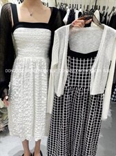 现货提花格子吊带裙?空调衫，女装背心吊带，东町