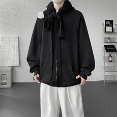 8XL-M朝牌情侣美式绑带设计连帽卫衣宽松开衫外套男女WY35P58，女装短外套，电商D206-1