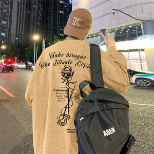 直播品质 重磅纯棉 美式蜡染水洗做旧潮牌宽松长袖t恤 CT305特P38图片