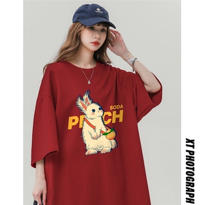 中性 23夏季新款时尚潮流小兔印花款纯棉短袖T恤T6071 P25控38图片