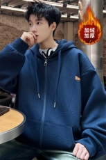 ！2024秋冬新款男士加绒加厚连帽卫衣学生外套WY05P85加绒P95，男装卫衣，电商B220
