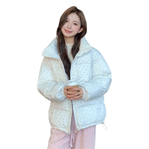 时尚欧货连帽羽绒服女2024新款小个子宽松减龄白鸭绒面包服短外套图片