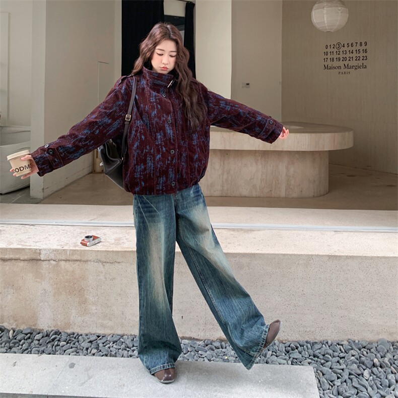 美拉德复古风设计感植绒羽绒服外套女2025冬新款宽松轻熟通勤夹克,女装羽绒服,2C278